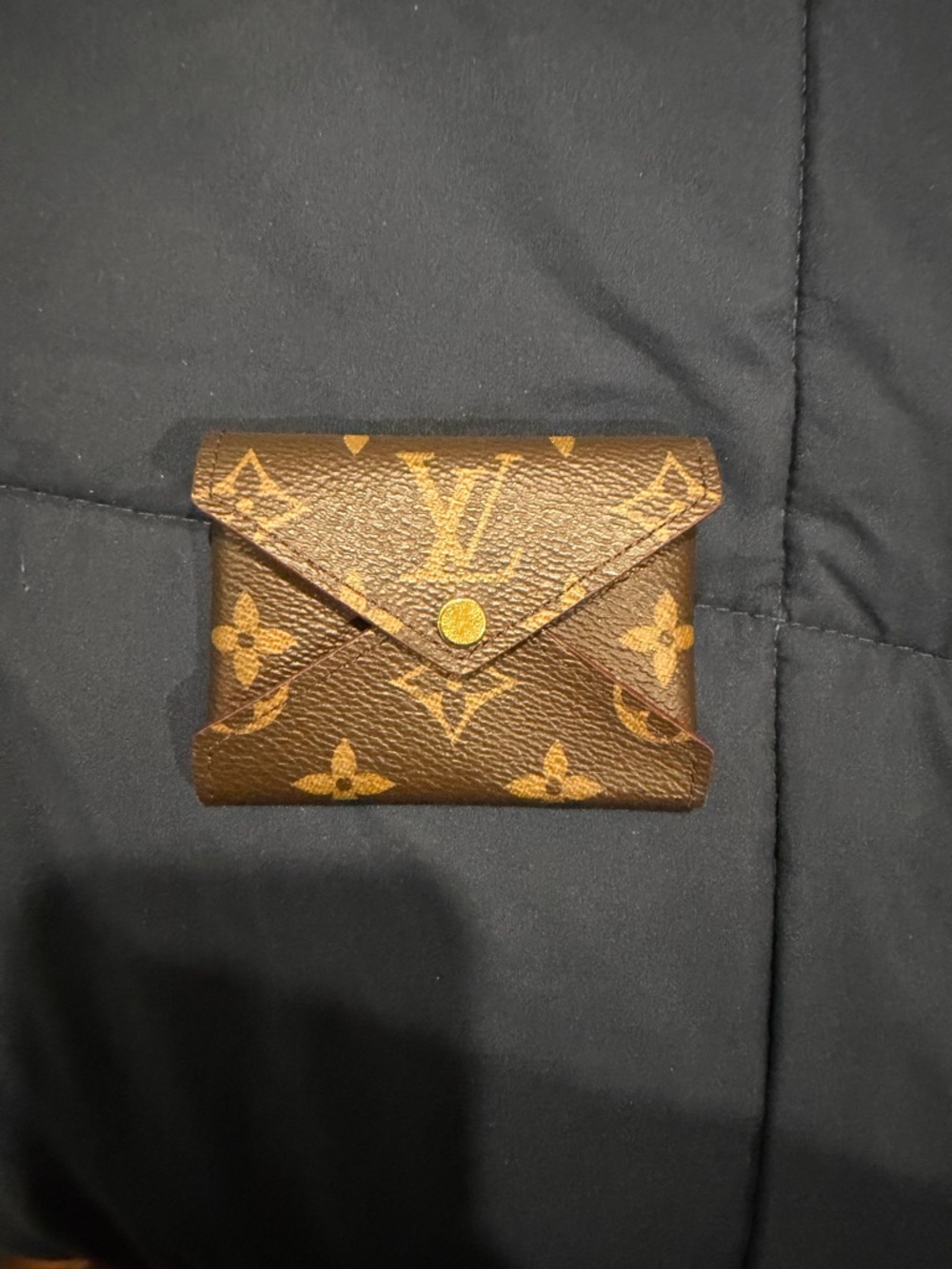 Authentic….Louis Vuitton Monogram Card Case in Brown and Gold